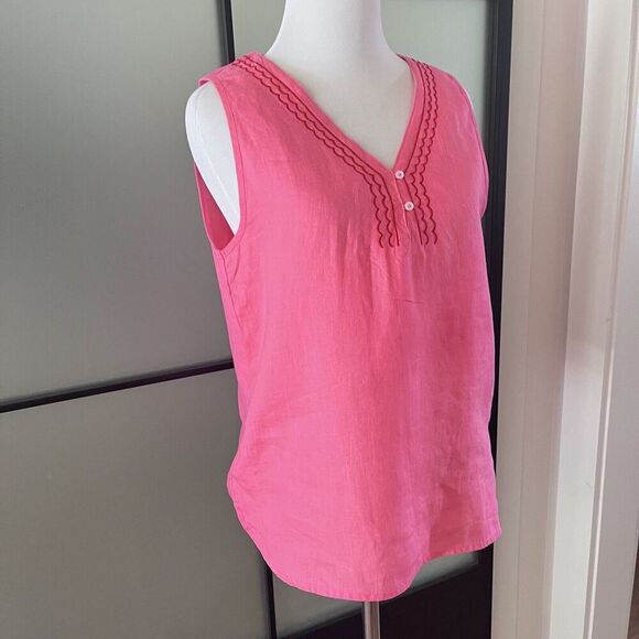 Hiho Tortola 100% Linen Tank Top Women’s Size Small Tunic Pink Boho Lagenlook - Picture 2 of 9